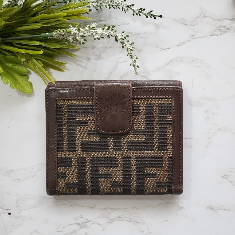 Fendi Zucca Bifold Snap Compact Wallet